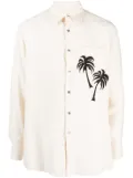 Emporio Armani palm tree-patch long-sleeve shirt - Neutrals