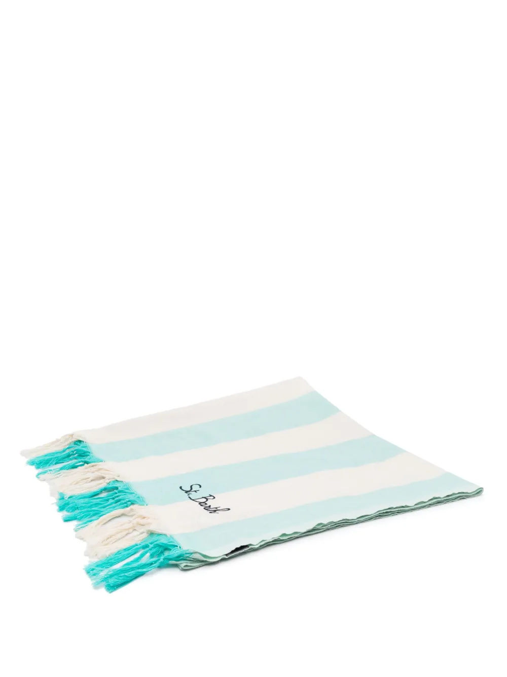 Mc2 Saint Barth Striped Cotton Beach Towel In Blue