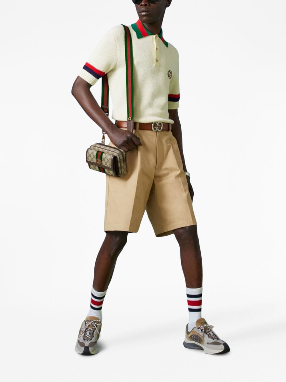 Shop Gucci Logo-embroidered Bermuda Shorts In Nude