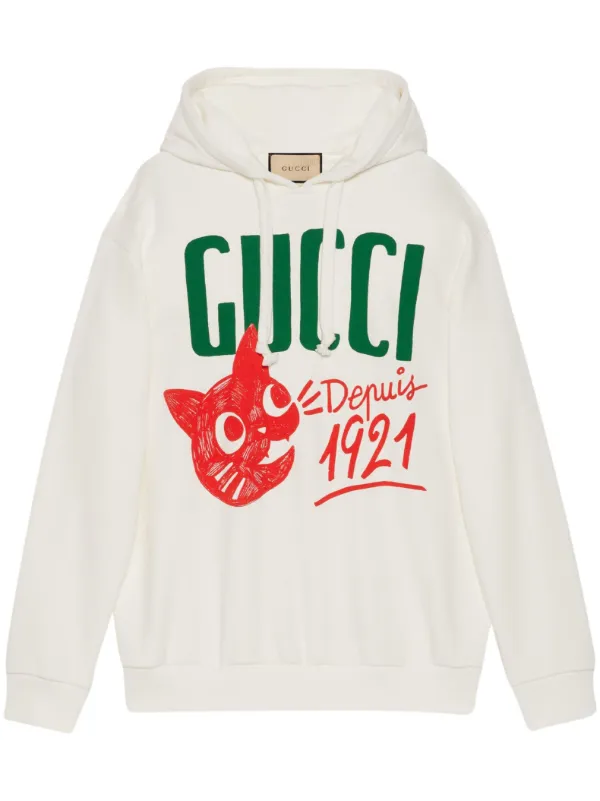 Gucci Logo Print Hoodie - Farfetch