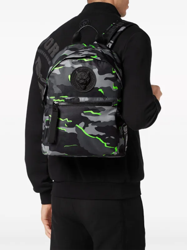 Plein Sport Boston camouflage print Backpack Farfetch