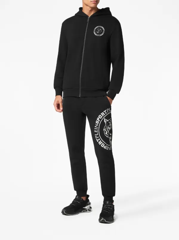 Plein Sport Tiger logo print Jersey Tracksuit Black FARFETCH AE