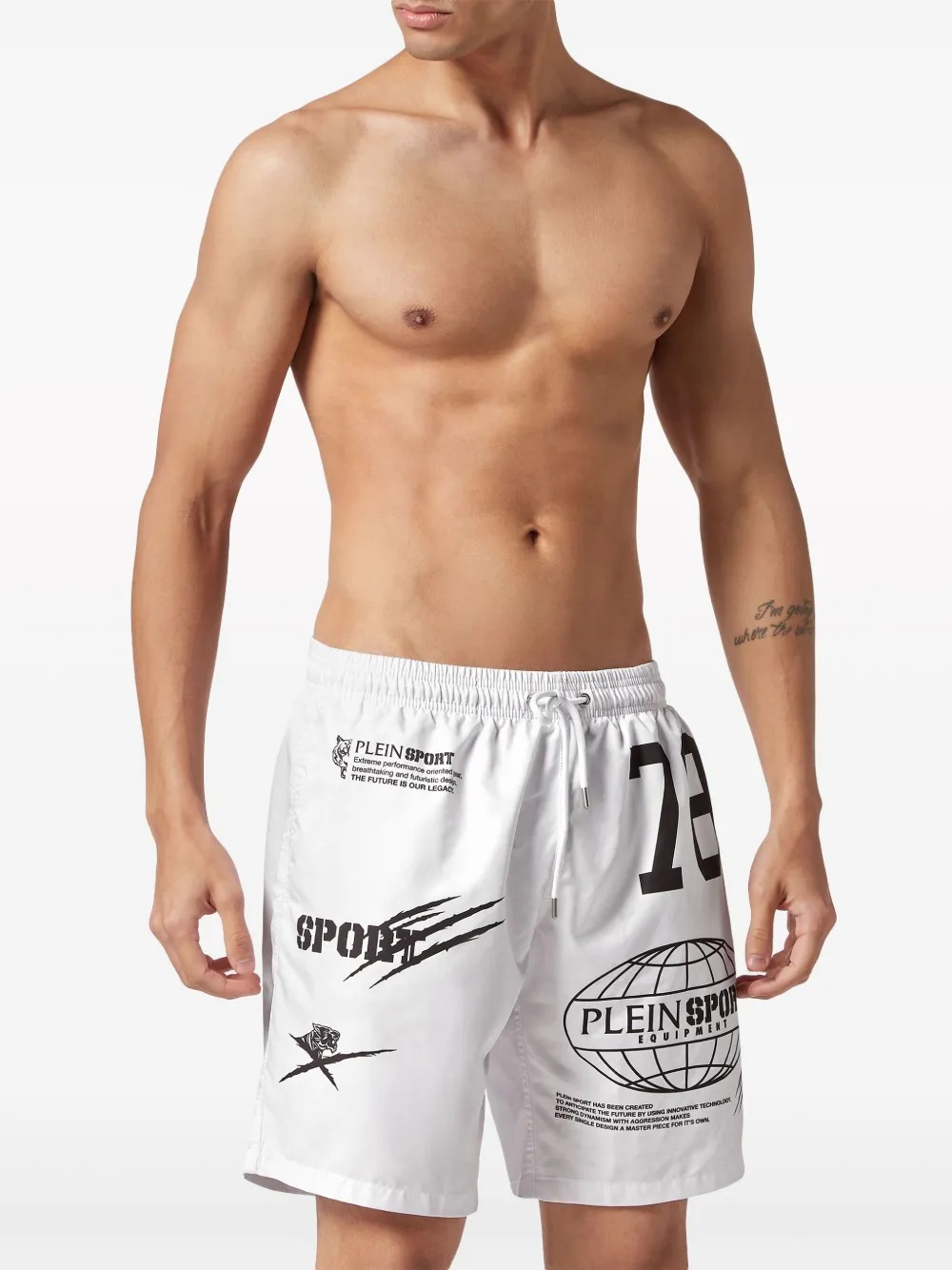 Plein Sport Zwembroek met logoprint Wit