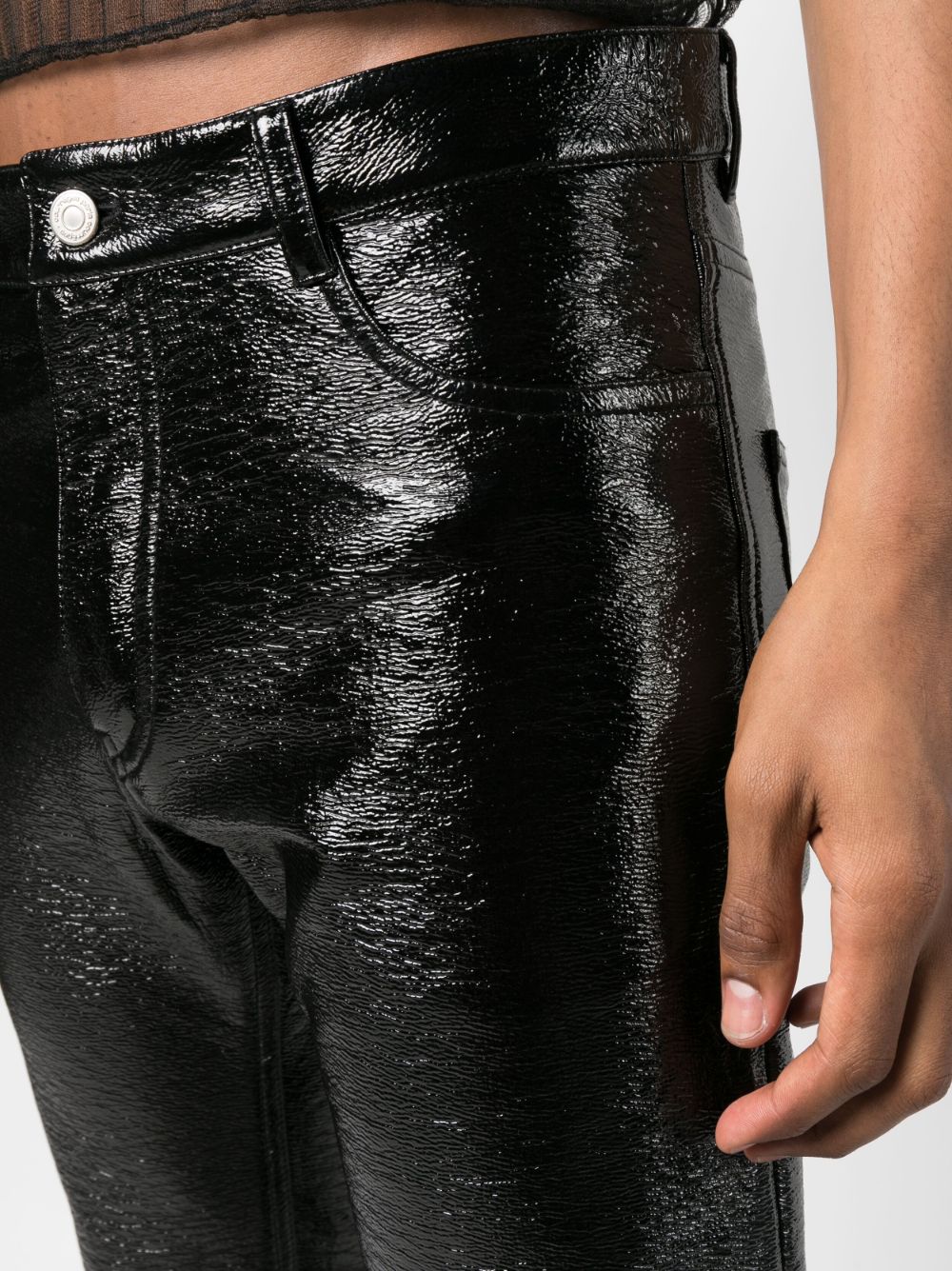 Shop Courrèges High-shine Skinny Trousers In Black