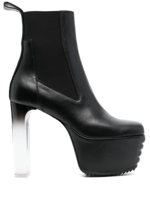 Rick Owens 125mm Leather Platform Boots | Black | FARFETCH