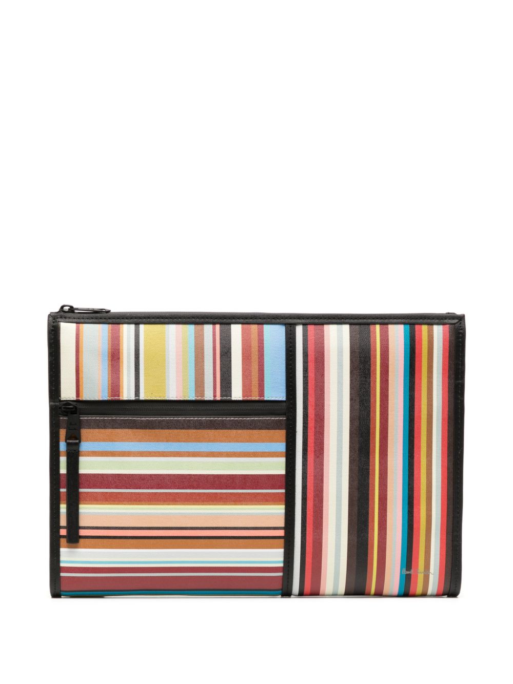 striped leather clutch bag