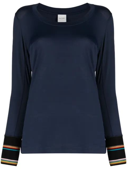 Paul Smith striped-cuffs round-neck top