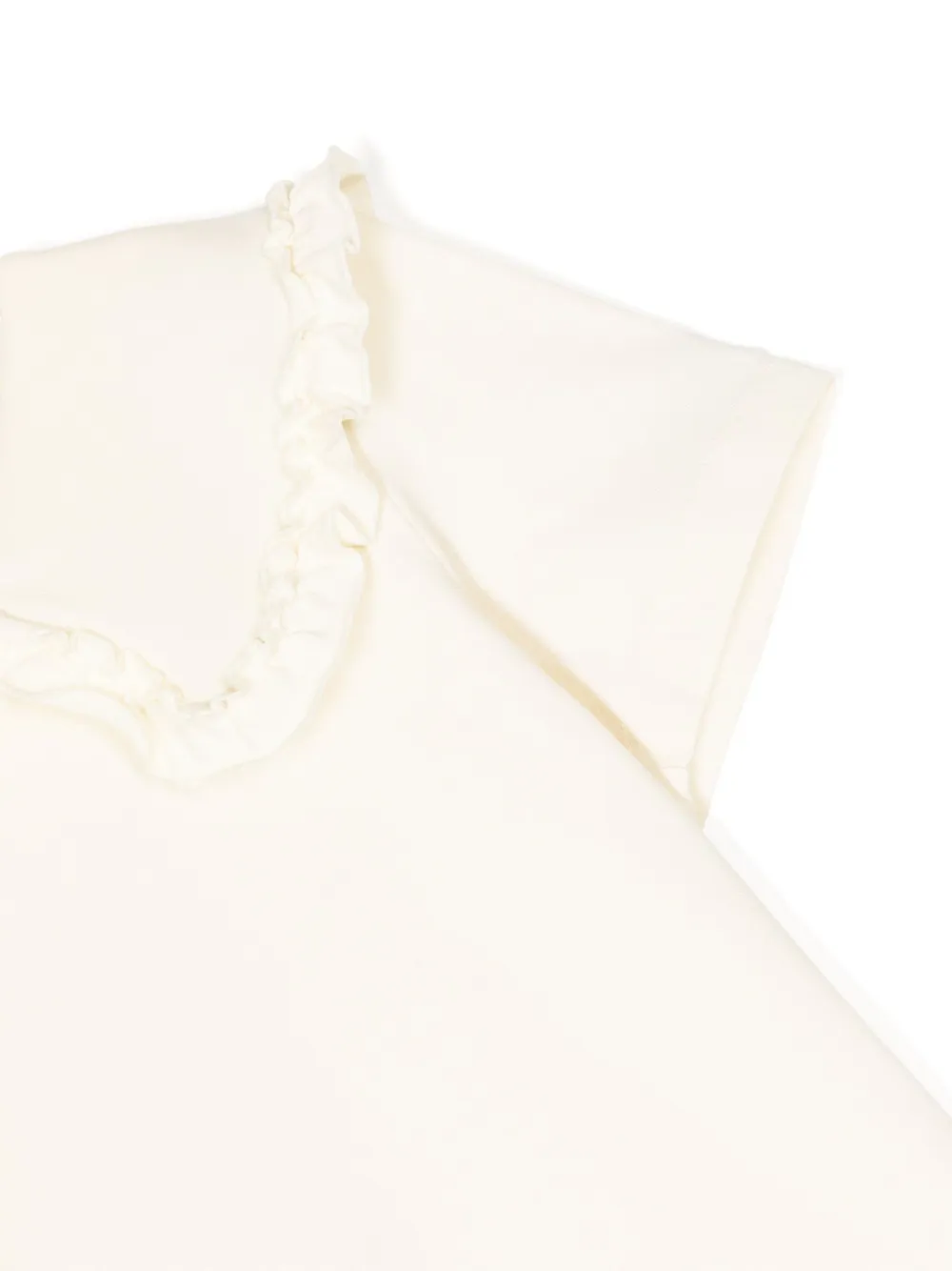 Jnby By Jnby Ruffled-collar Short-sleeve T-shirt In Weiss
