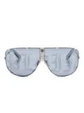 Philipp Plein Eyewear logo-print shield-frame sunglasses - Silver