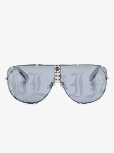 Philipp Plein Eyewear logo-print shield-frame sunglasses