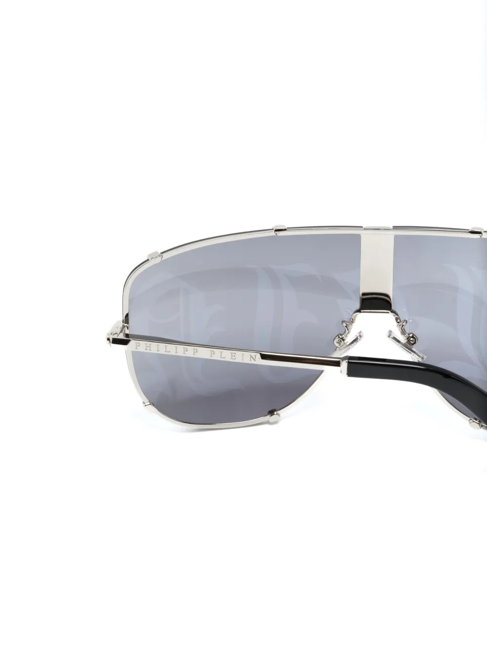 Shop Philipp Plein Eyewear Logo-print Shield-frame Sunglasses In Silber