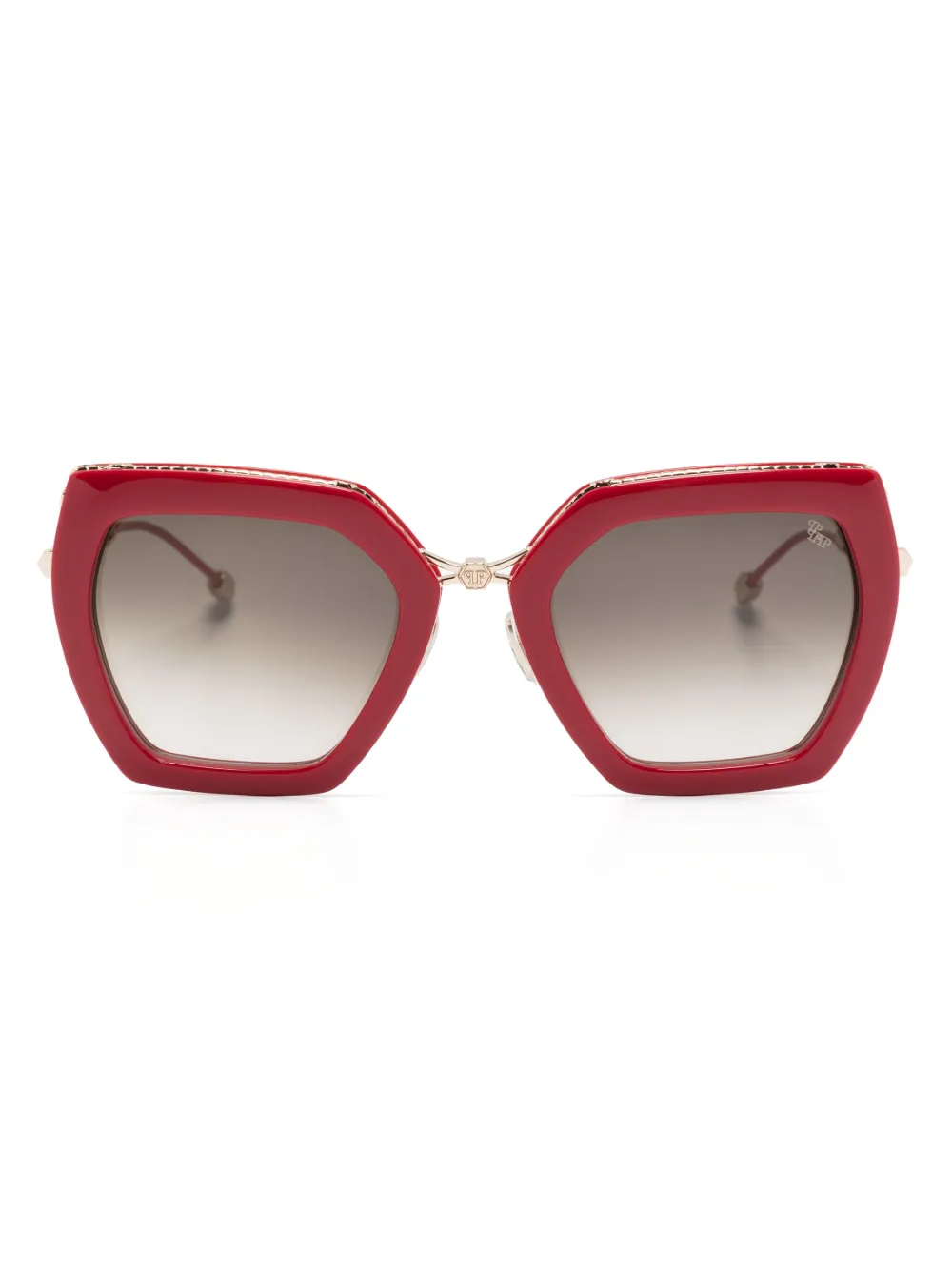 Philipp Plein Eyewear Geometric-frame Sunglasses In Brown