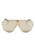 Philipp Plein Eyewear logo-plaque shield-frame sunglasses - Gold