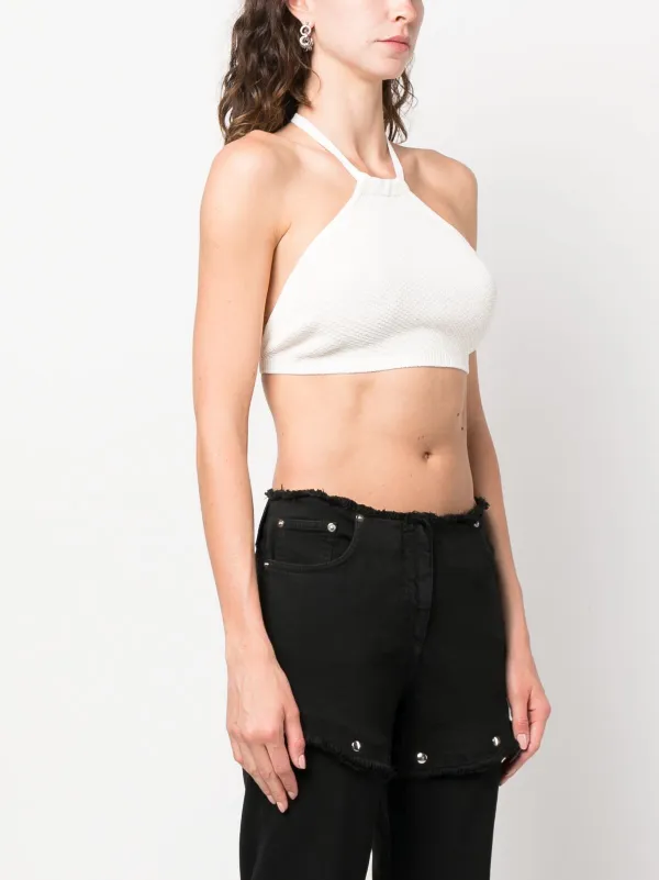 洋書 max TOP MODELS Z1975 COMBINED DENIM HALTER TOP - Mid-blue | ZARA United States