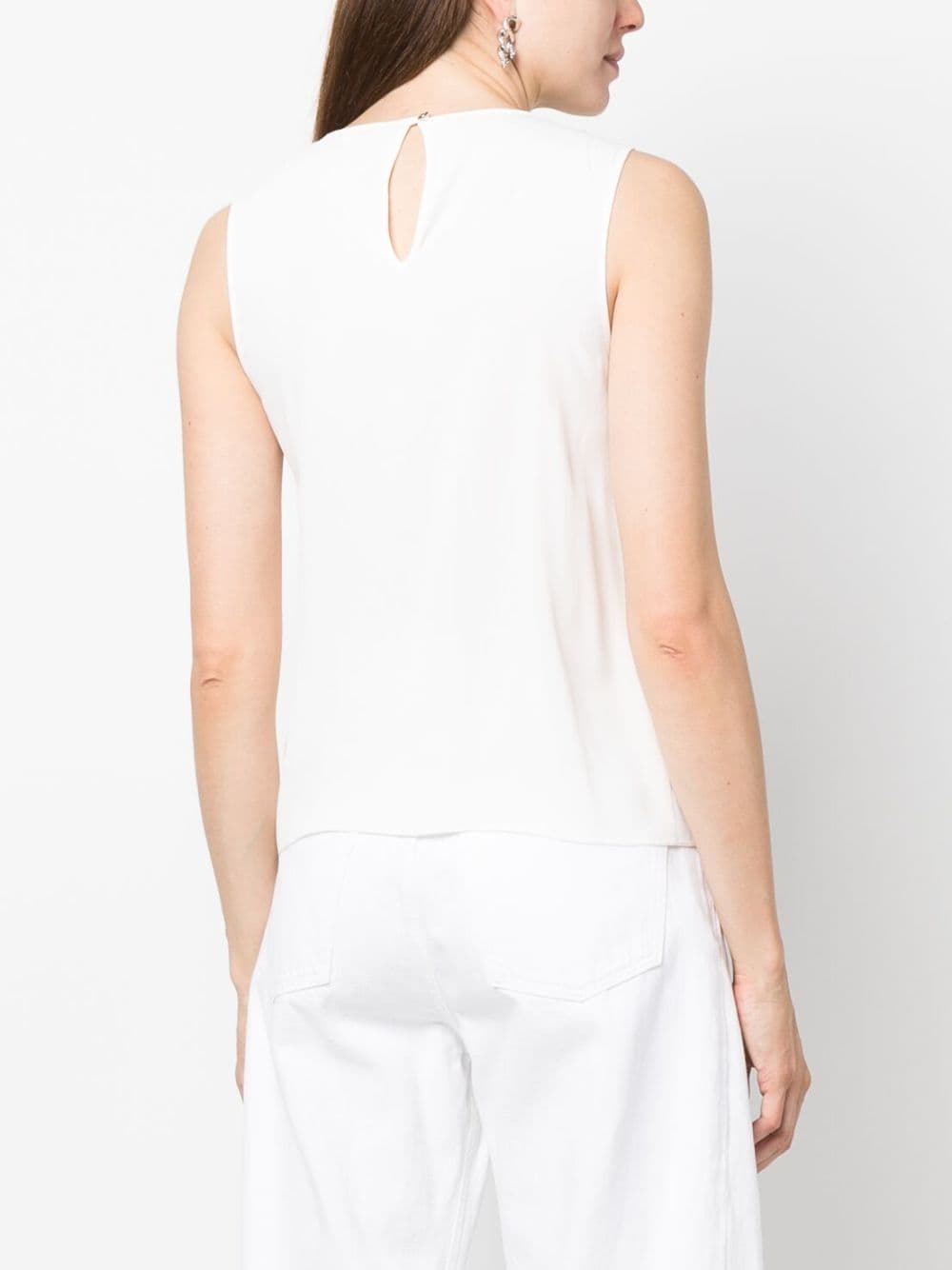 Shop Patrizia Pepe Ruffled Sleeveless Crepe Top In White