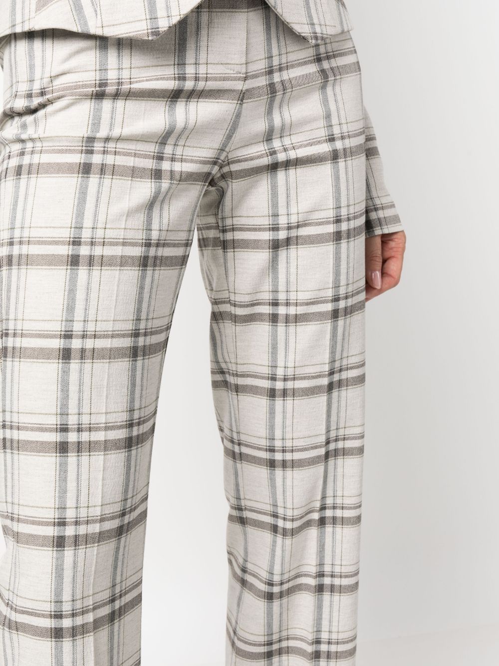 Shop Patrizia Pepe Check-print Slim-fit Trousers In Neutrals