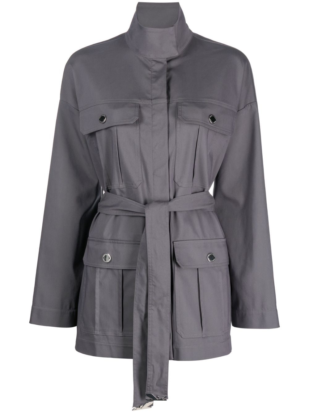 Patrizia Pepe high-neck belted parka - Grey