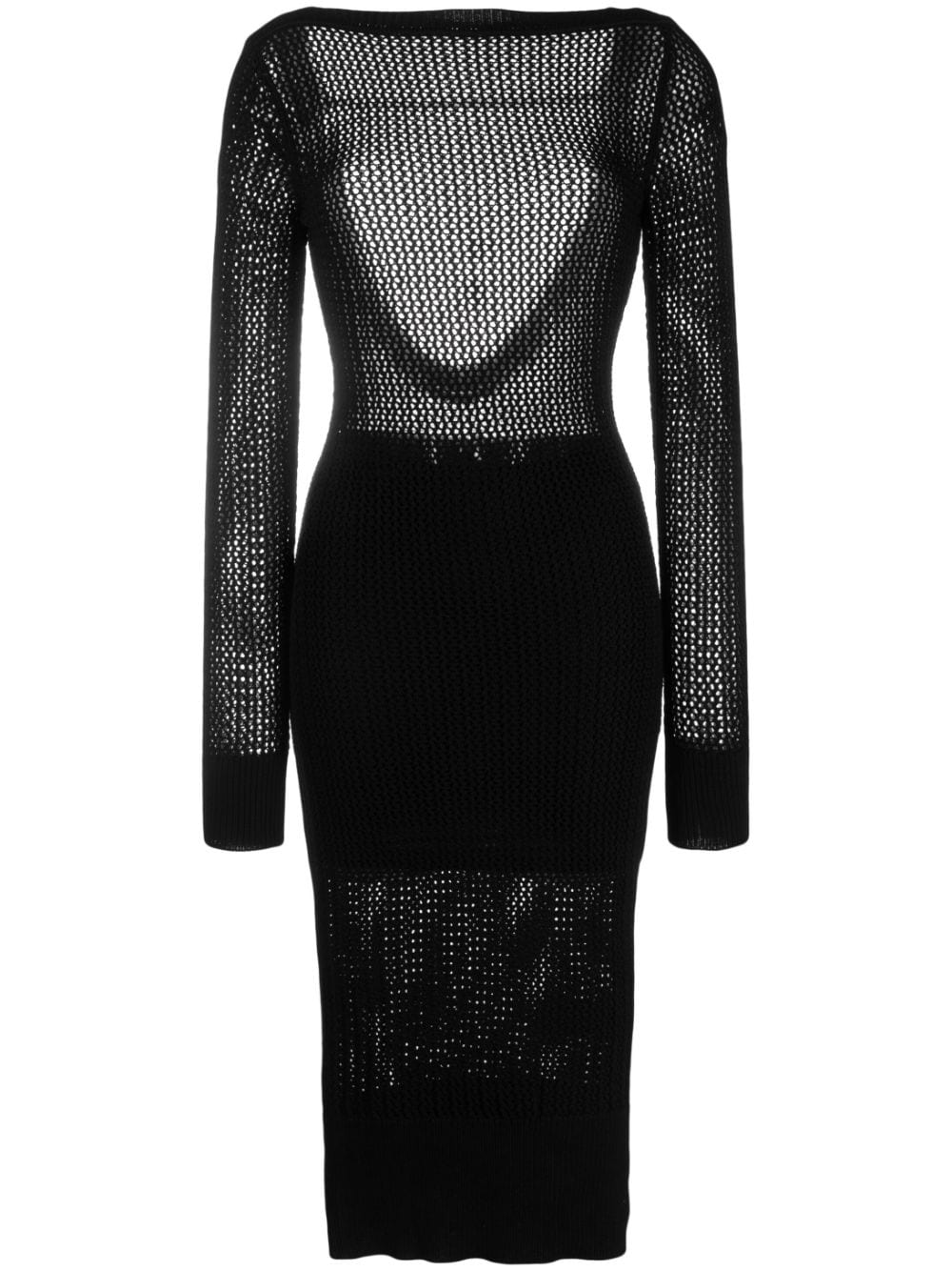 Patrizia Pepe open-back crochet-knit midi dress - Black