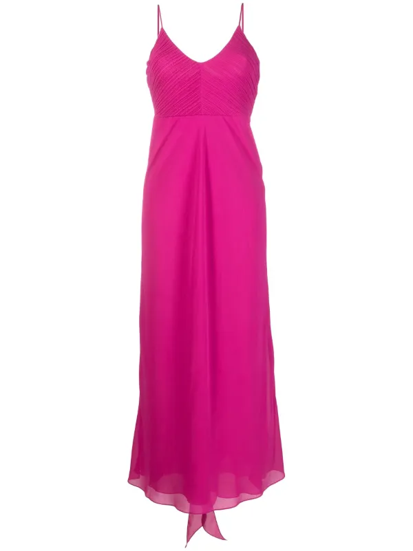 women hot pink stretch crepe dress Alba Crepe Long In Dress In Hot-Pink Rhea Costa