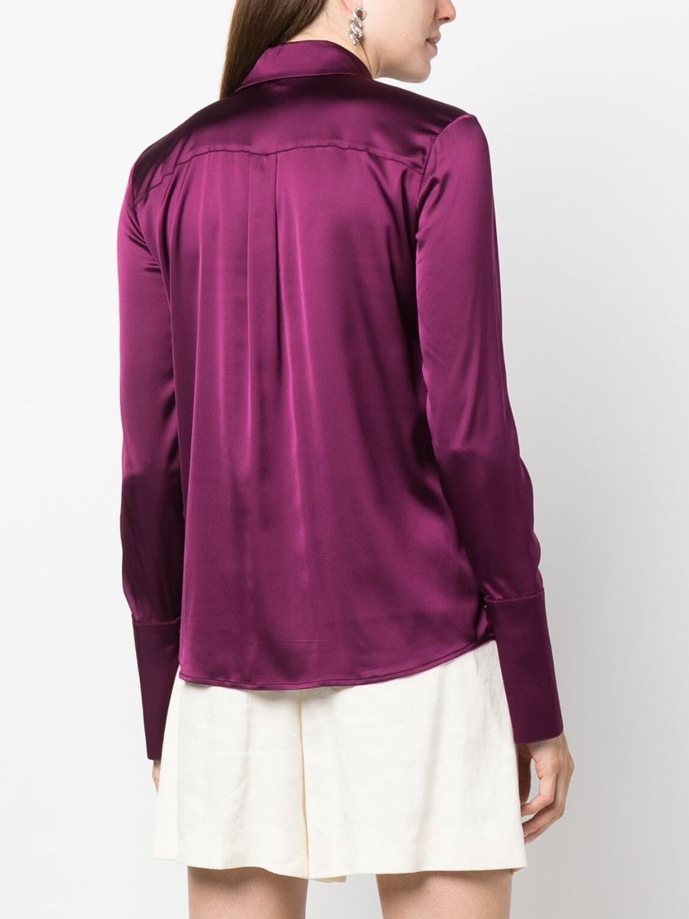 Shop Patrizia Pepe Satin-finish Buttoned Shirt In Purple