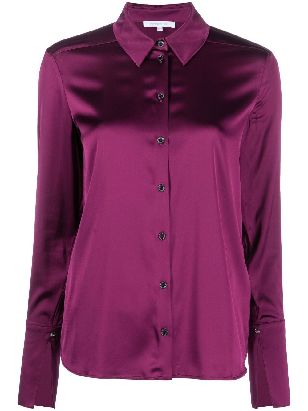Patrizia Pepe Satin-finish Buttoned Shirt In Purple