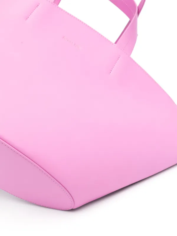 Faceted bow leather tote bag deals
