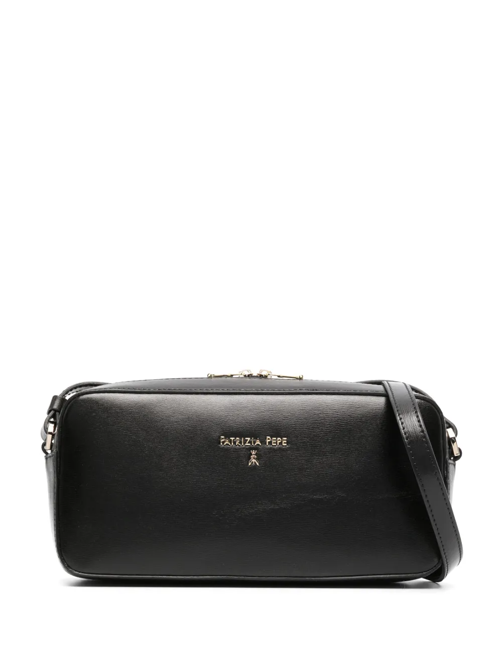 Shop Patrizia Pepe Mini Zip-up Leather Bag In Black