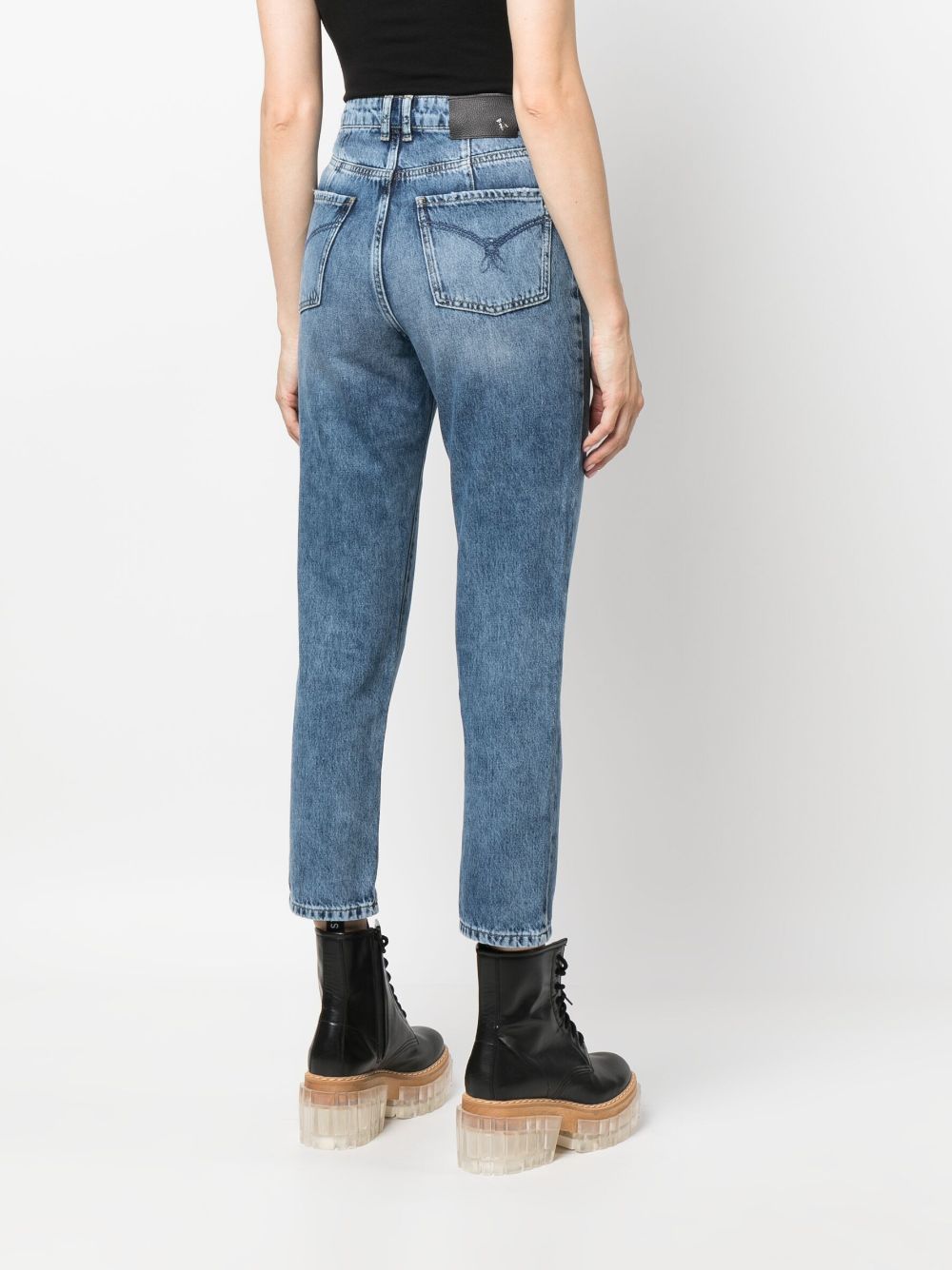 Shop Patrizia Pepe Eco-sustainable Cropped Jeans In Blau