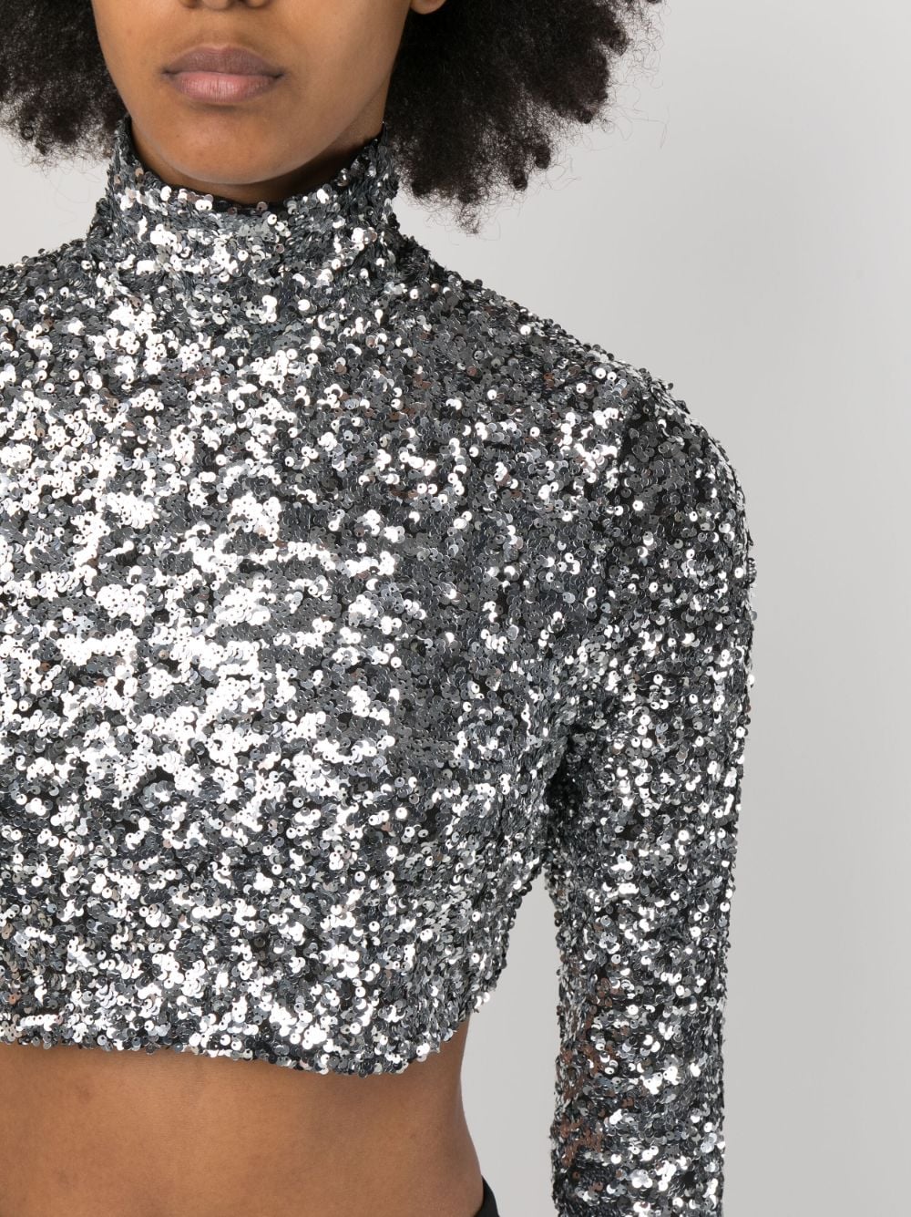 Patrizia Pepe Sequin long-sleeve Crop Top - Farfetch