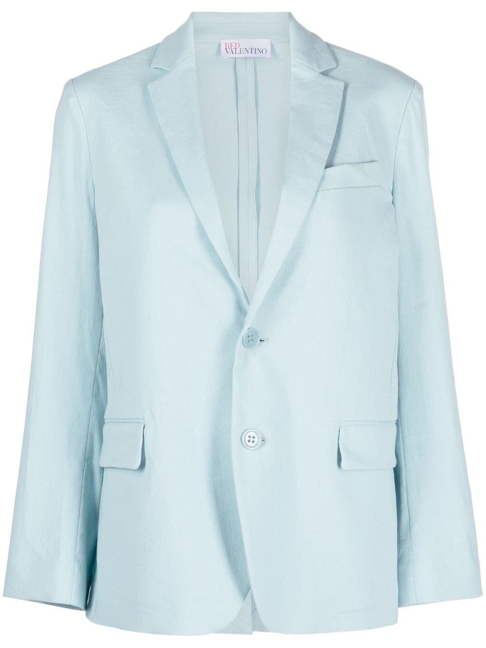 Red Valentino Single-breasted Cotton Blazer In Blue