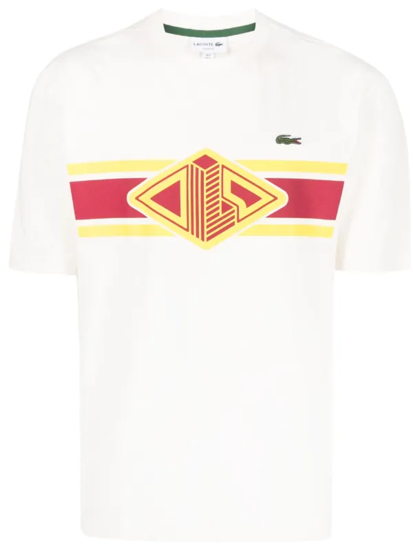 Lacoste logo print crew neck T shirt White FARFETCH AO