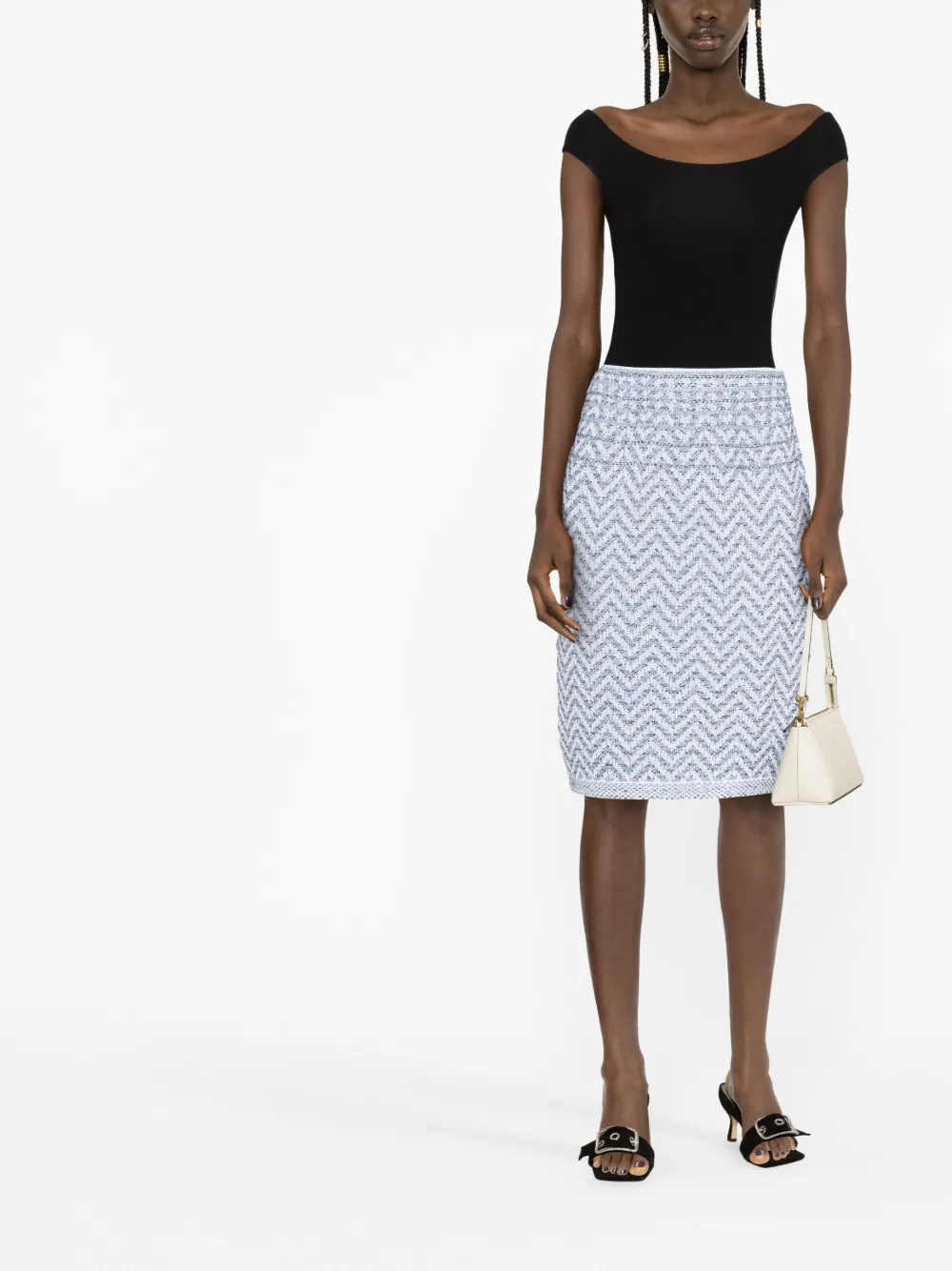 D.Exterior Rok met zigag patroon - Blauw