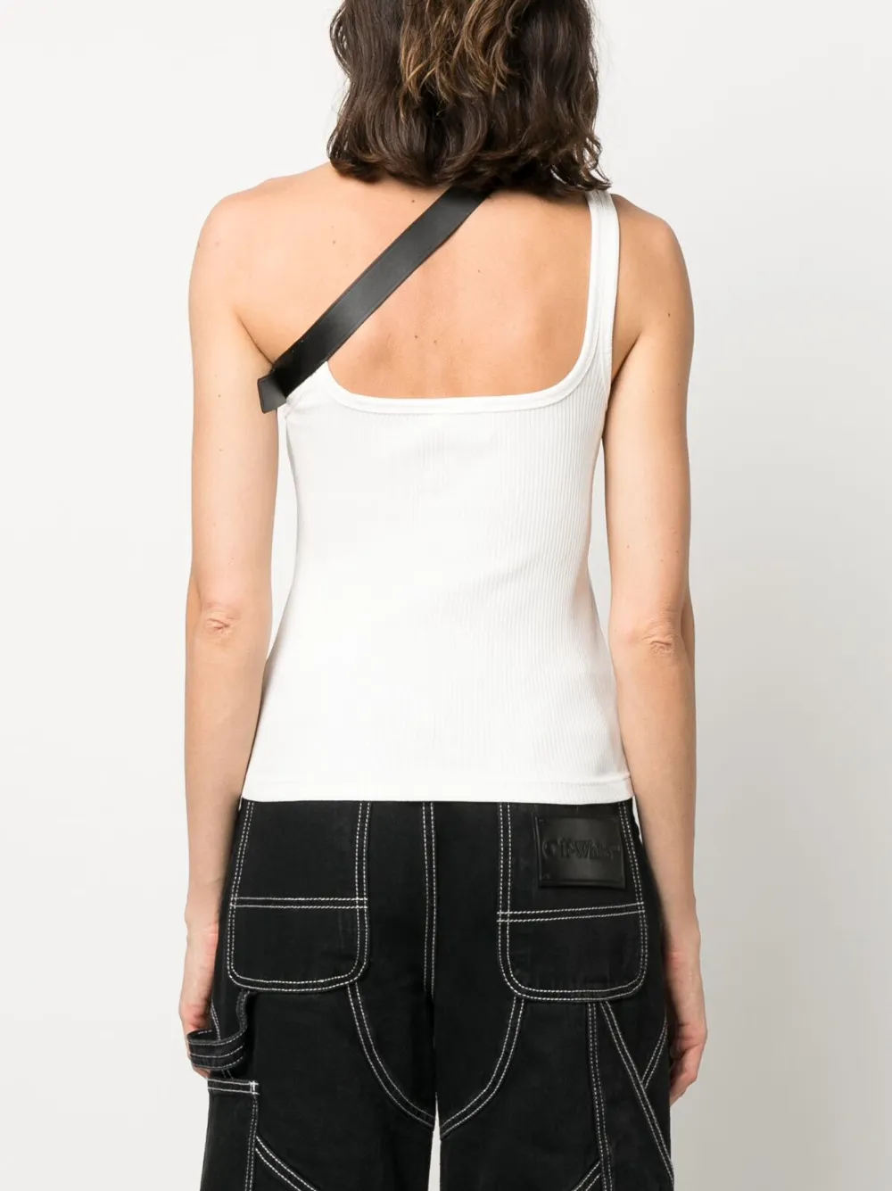 Courrèges Strap-detail Ribbed Tank Top In White