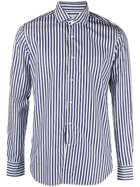 Xacus striped long-sleeve cotton shirt