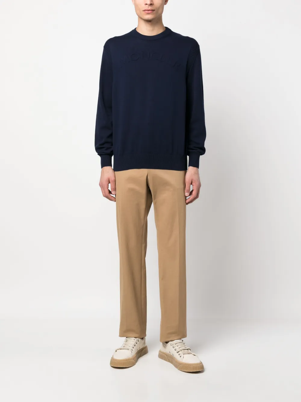 Moncler Sweater met logo-reliëf - Blauw