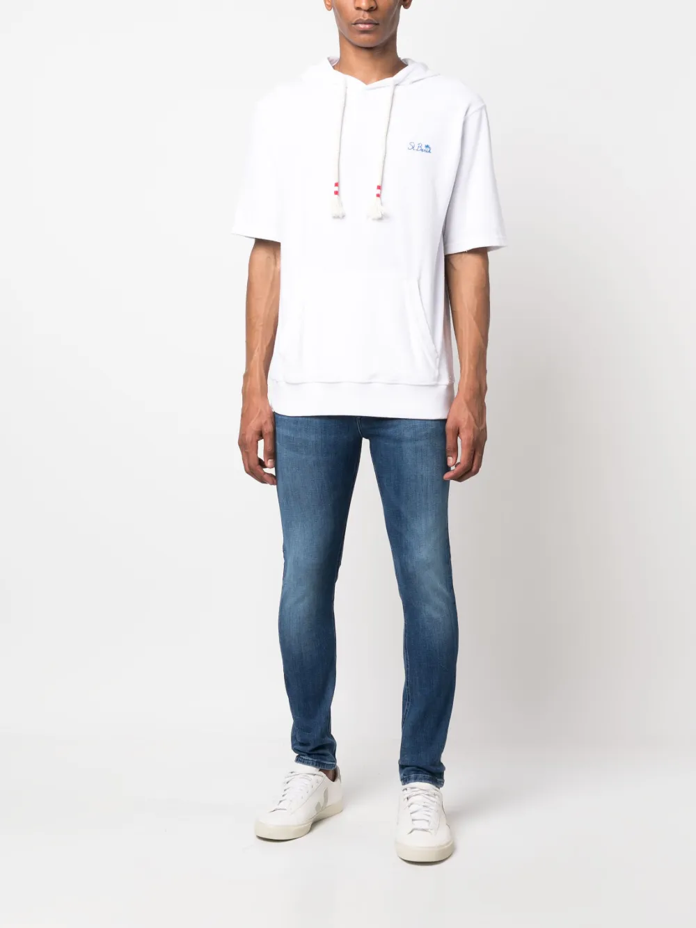 MC2 Saint Barth embroidered-logo drawstring-hood T-shirt - Wit