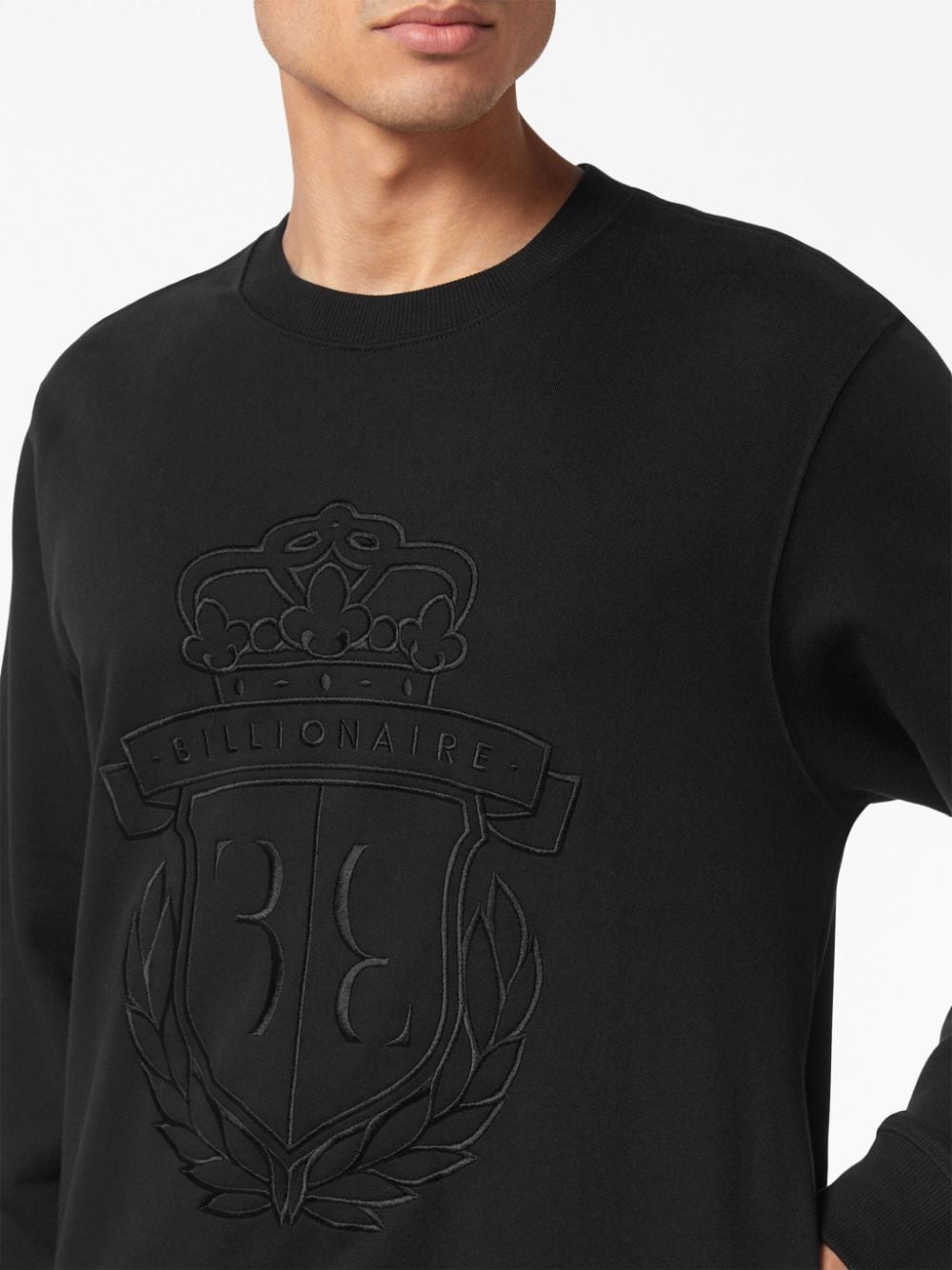 Shop Billionaire Logo-embroidered Cotton Sweatshirt In Black