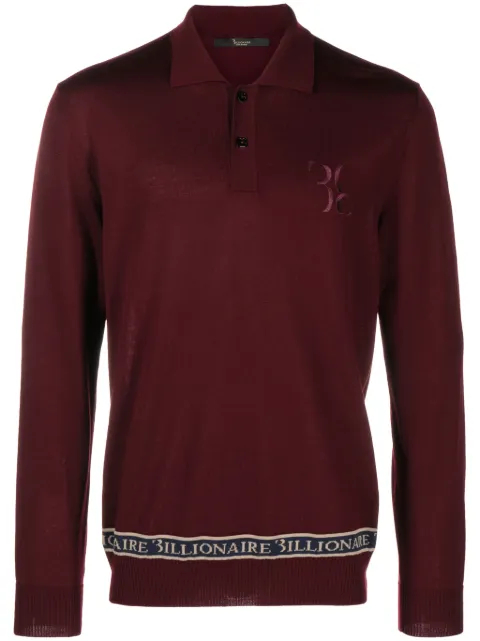 Billionaire logo-embroidered merino polo shirt
