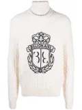 Billionaire logo-embroidered roll-neck jumper - White