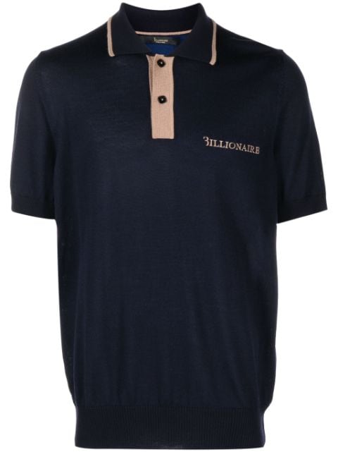 Billionaire logo-embroidered merino polo shirt