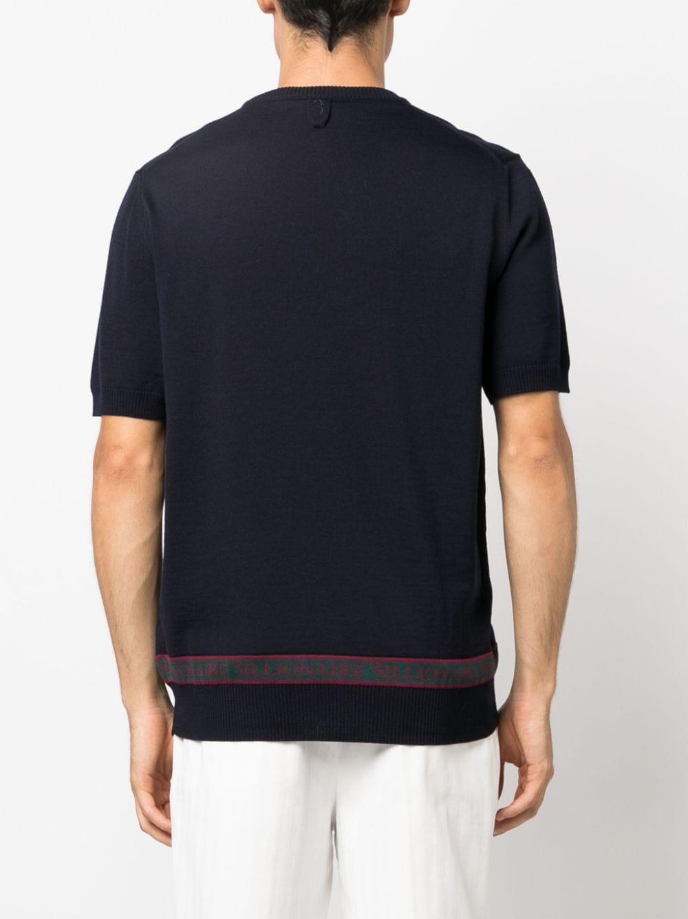 Shop Billionaire Logo-embroidered Merino Polo Shirt In Blau