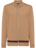 Billionaire logo-embroidered zip-up jumper - Neutrals