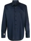 Billionaire suede-panel cotton shirt - Blue