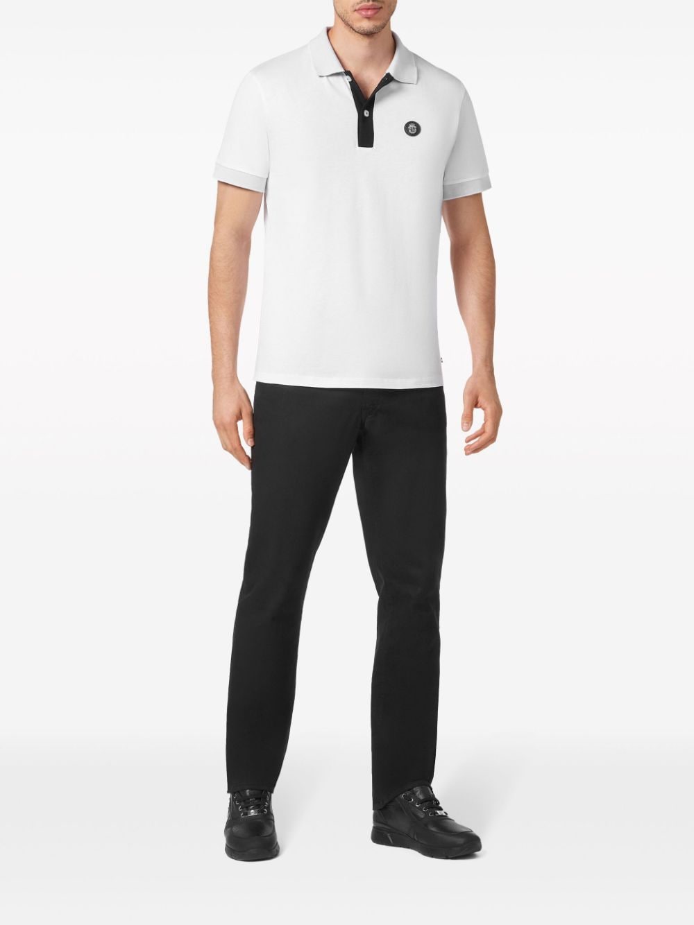 Shop Billionaire Crest-embroidered Cotton Polo Shirt In Weiss