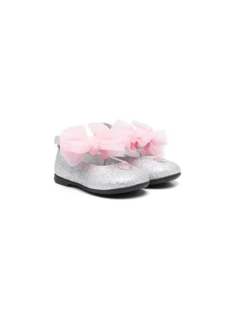 Monnalisa bow-detail leather ballerinas