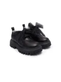 Monnalisa tulle-bow leather loafers - Black