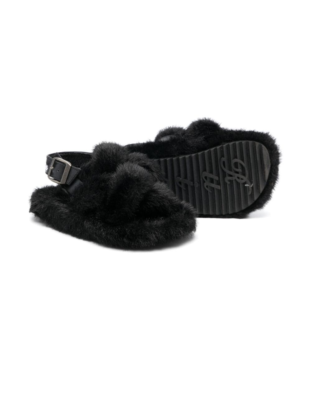 Shop Monnalisa Slingback-strap Open-toe Sandals In Black