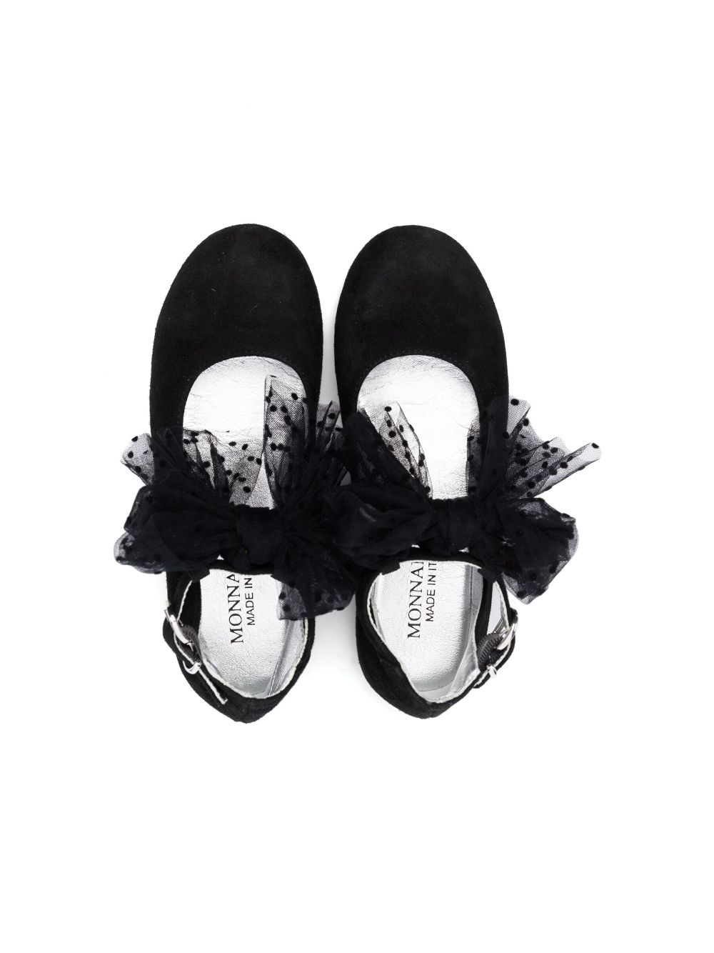 Shop Monnalisa Tulle-bow Detail Ballerina Shoes In Black