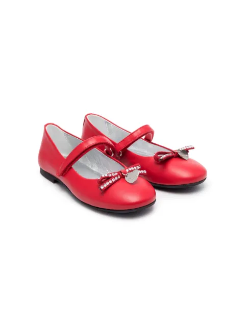 Monnalisa crystal-embellished bow ballerina shoes