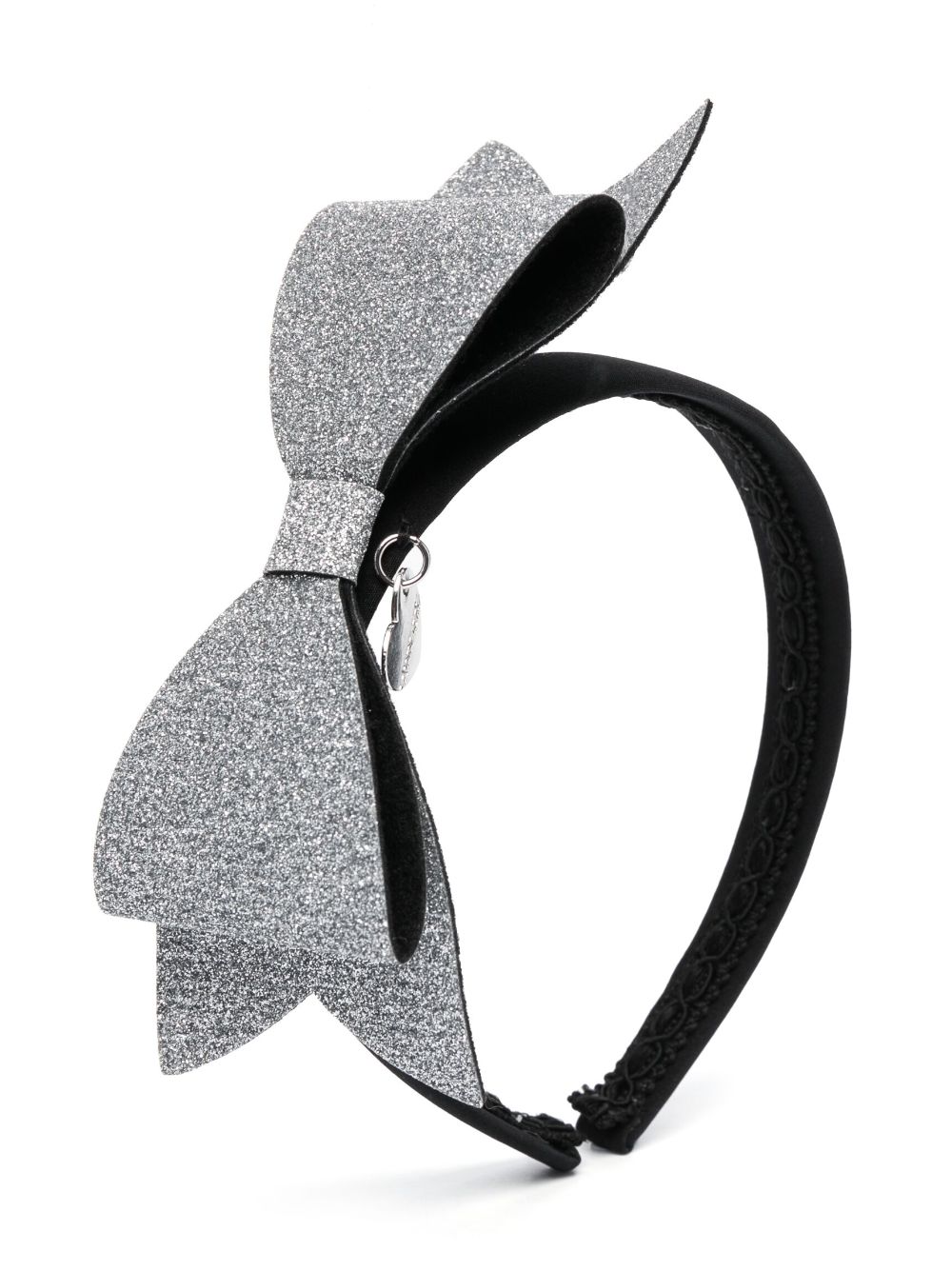 Monnalisa glittery oversize bow-detail headband - Silver